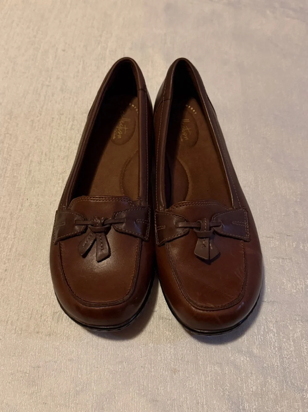 Clarks Women's Dark Brown Leather Tassel Loafers